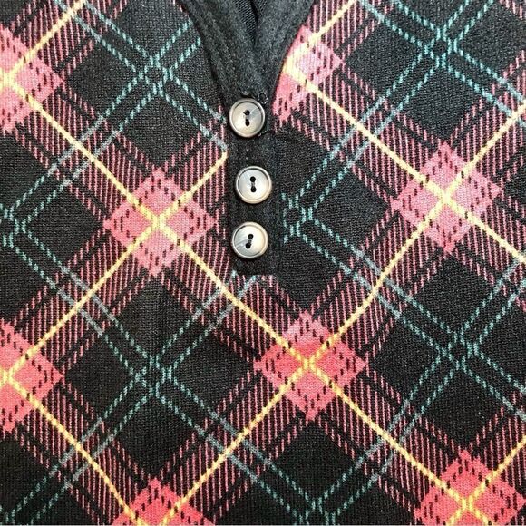 NEW Knit Henley with Plaid Front in Black/Rusty Orange Women’s 1X - Picture 3 of 7